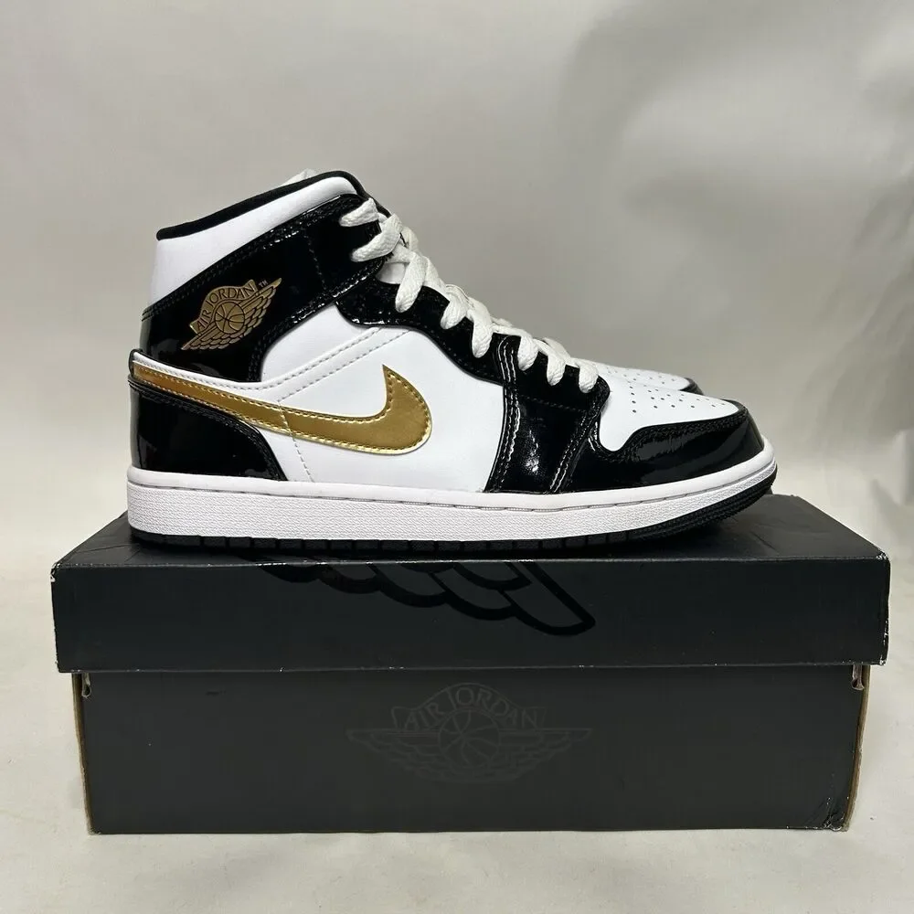 Nike Air Jordan 1 Mid SE “Patent Black Metallic Gold” 2024